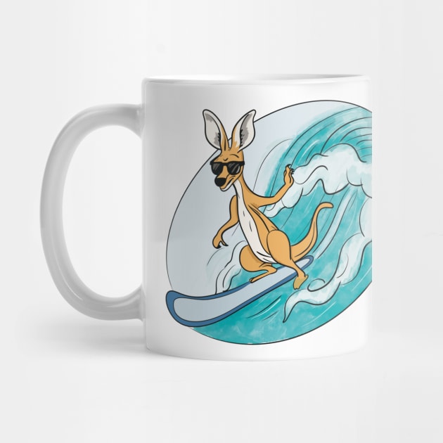 Funny Australian Surfing Kangaroo by LozsArt